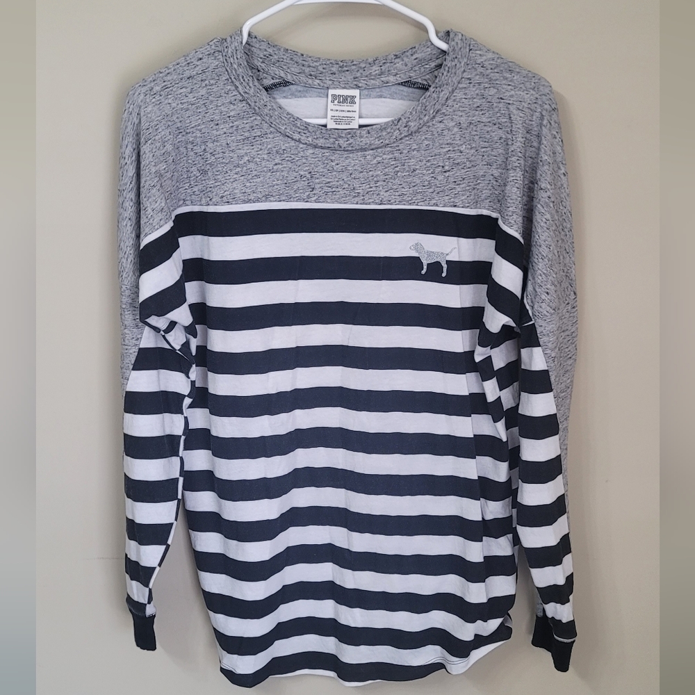 Striped Victoria's secret sweater.